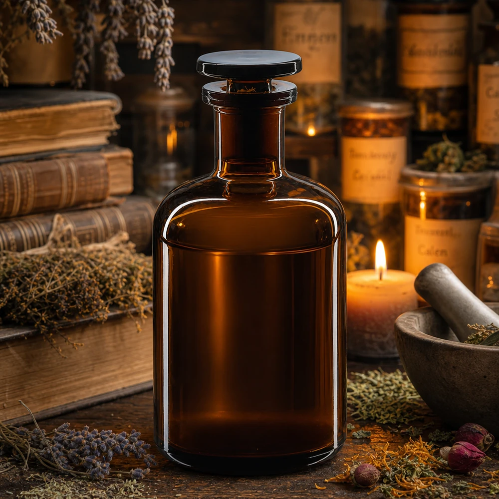 Frasco con hombro redondo 100ml marrón cuello estrecho tapón de vidrio Frasco de farmacia de 100 ml, marrón, de cuello estrecho y con tapón de cristal, para hierbas y tinturas