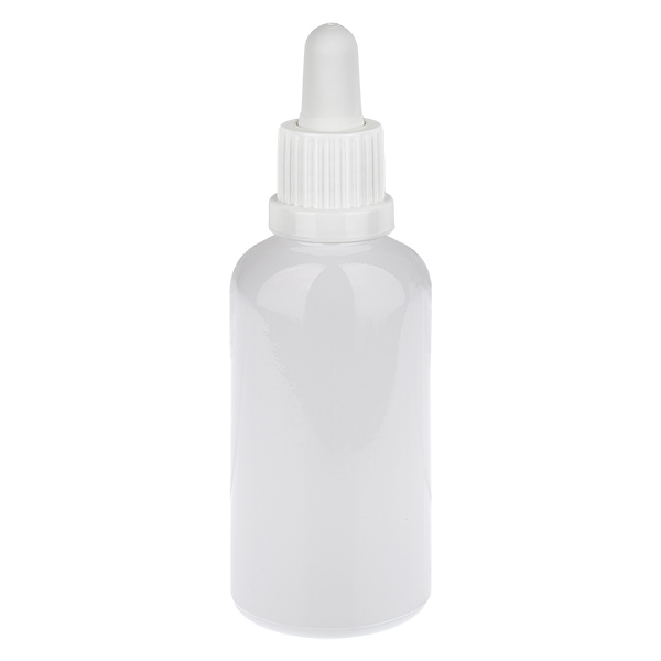 Frasco con pipeta de 50 ml, blanco, tapón de seguridad WhiteLine UT18/50