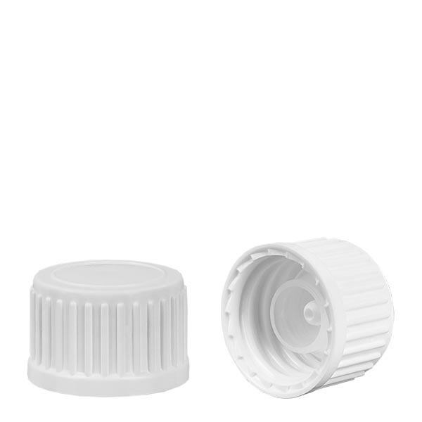 Tapón de rosca con anillo vertedor de glóbulos blanco 18mm estándar Tapón de rosca con anillo vertedor de glóbulos blanco 18mm estándar