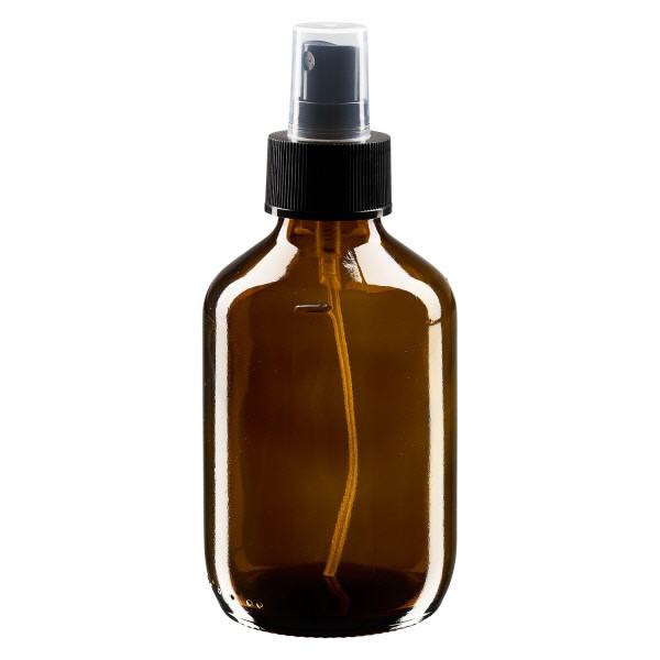 Frasco para medicamentos de 200 ml marrón, con bomba atomizadora negra ApoGlas Frasco para medicamentos de 200 ml marrón, con bomba atomizadora negra ApoGlas
