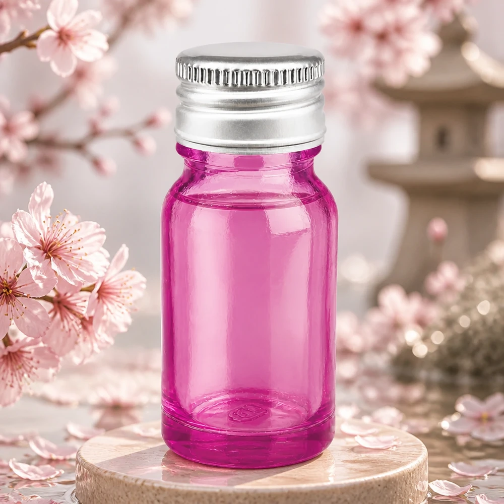 Botella 10ml tapón rosca 11mm aluminio-plata estándar PurpleLine.UT18/10 Frasco de vidrio morado de 10 ml con tapón de aluminio-plata SV de 11 mm para esencias y aceites