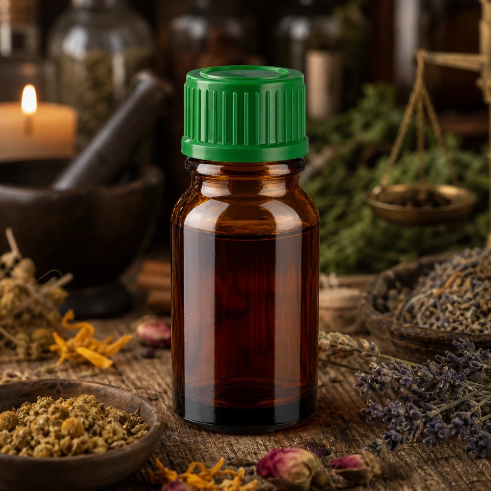 Frasco de 10 ml con tapón de rosca de 11 mm verde Estándar BrownLine UT18/10 Frasco boticario de 10 ml de vidrio ámbar con protección UV y tapón verde para hierbas medicinales y tinturas
