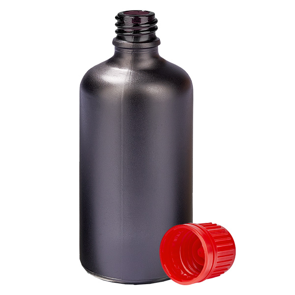 Botella 100ml 11mm tapón rosca rojo con precinto BlackLine UT18/100 Botella 100ml 11mm tapón rosca rojo con precinto BlackLine UT18/100