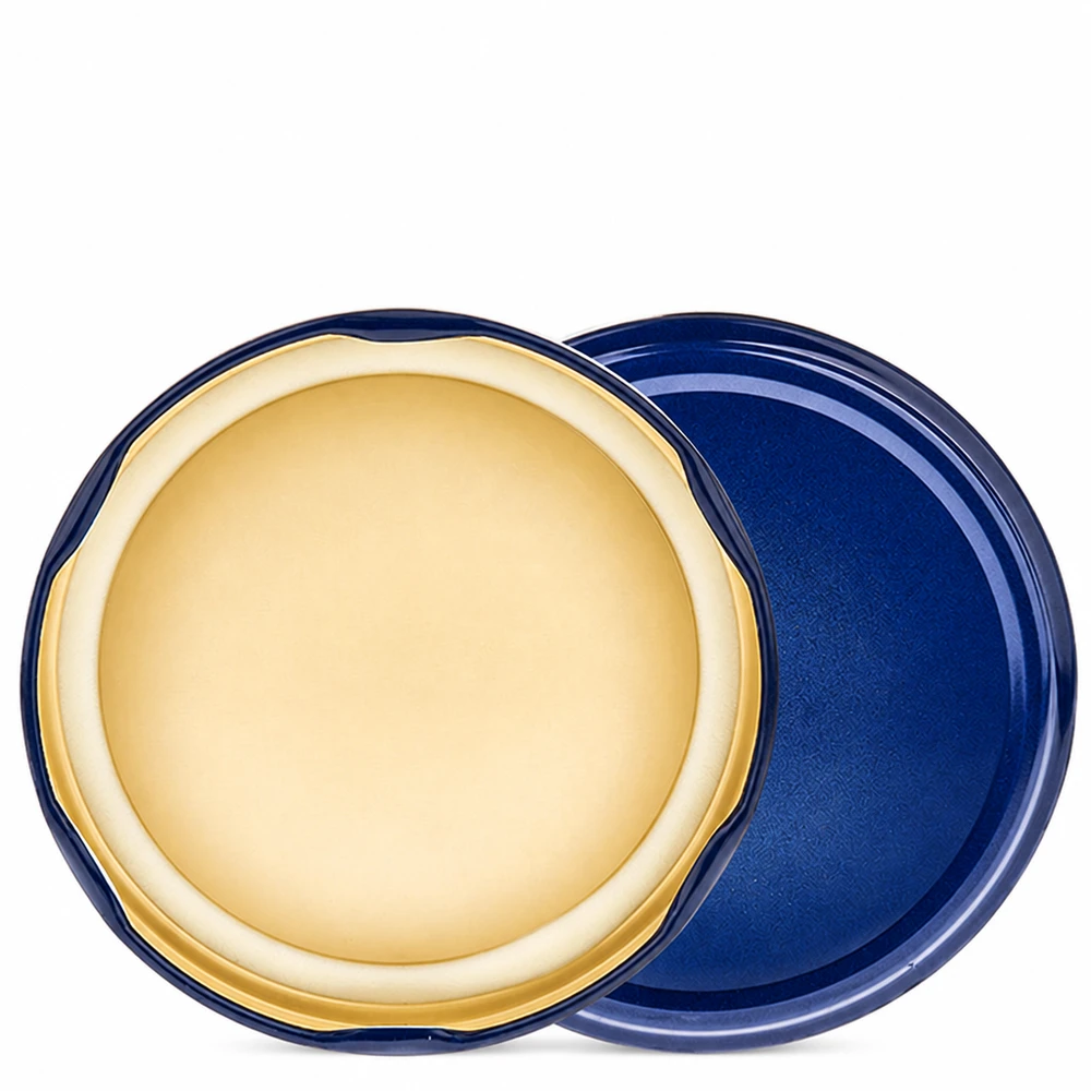Tapa azul TO82 abierta con anillo interior dorado BasicSeal UNiTWIST de 82 mm