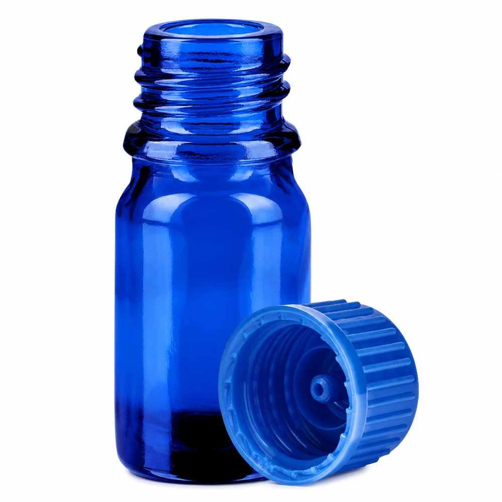Frasco 5ml 11mm tapón rosca azul Estándar BlueLine UT18/5 Pequeño frasco de laboratorio de 5 ml de vidrio azul con rosca de 11 mm para muestras y esencias