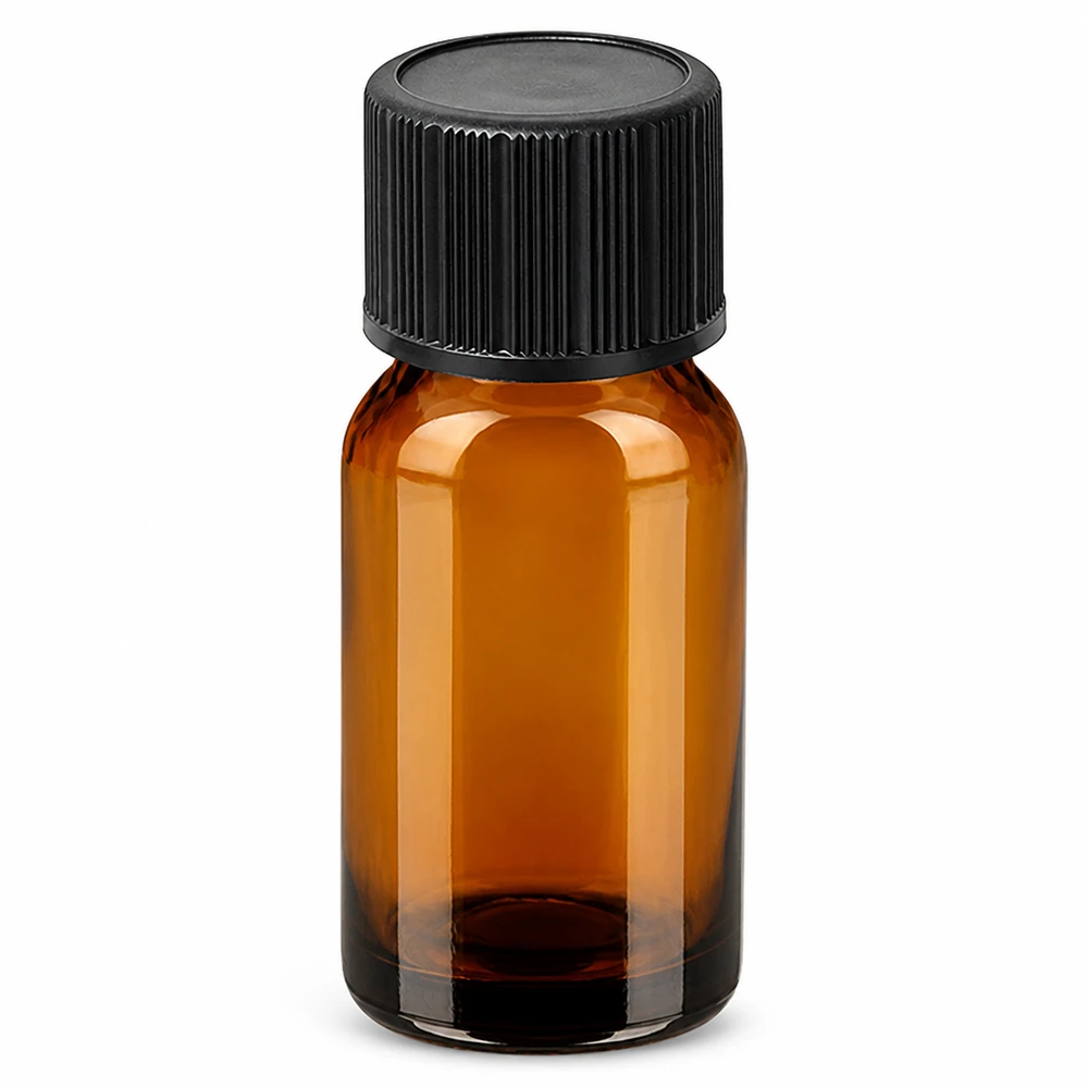 Frasco gotero 10ml 1mm negro cierre estándar BrownLine UT18/10 Frasco gotero de 10 ml marrón con tapón negro para aceites esenciales y esencias