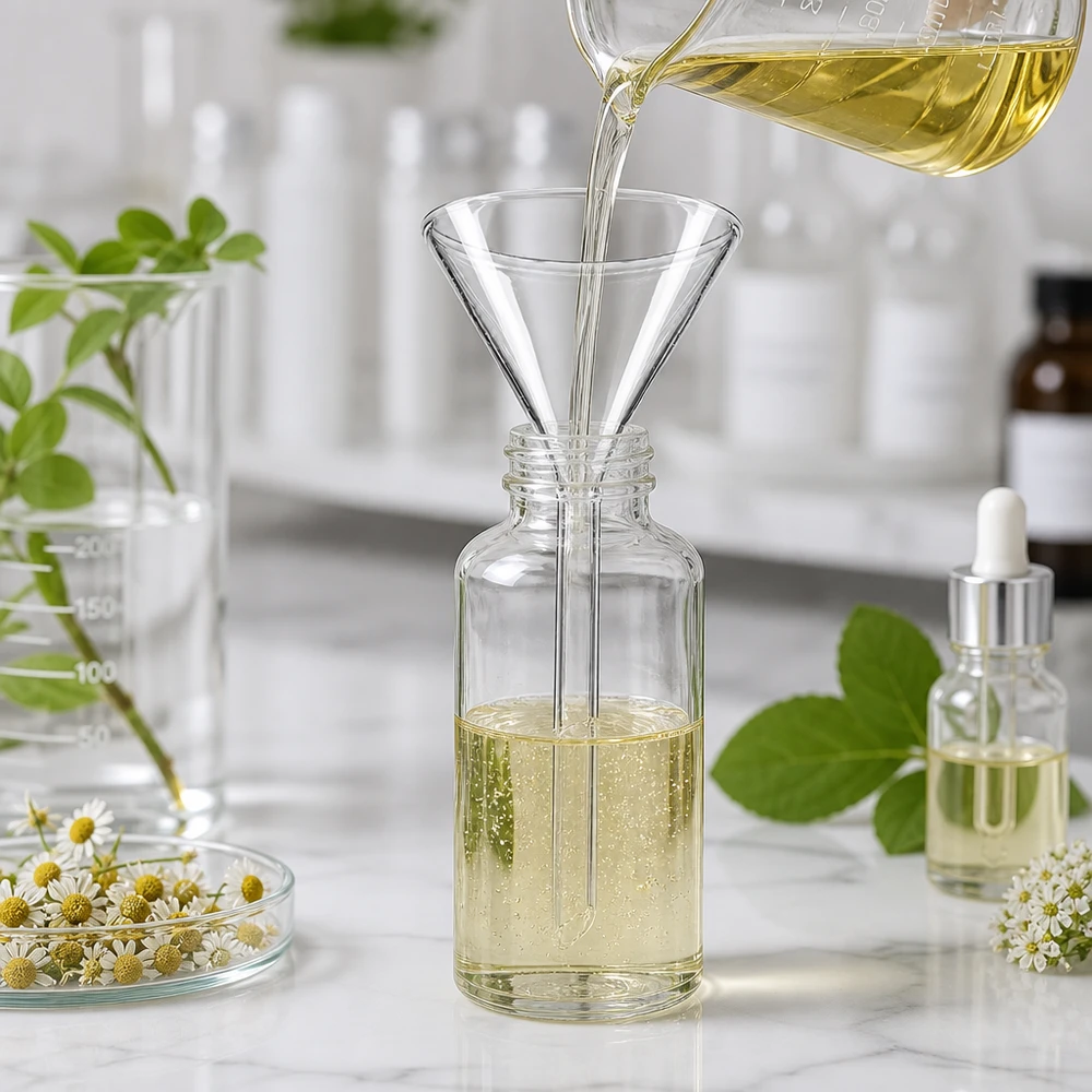 Embudo Ø 55mm borosilicato ángulo 60 corto Embudo de laboratorio compacto de 55 mm estilo corto fabricado en borosilicato resistente al calor para aplicaciones de laboratorio seguras
