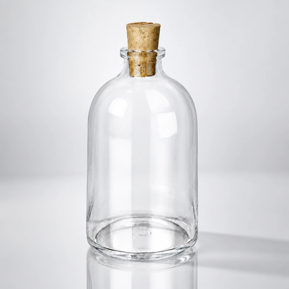 Botella de vidrio transparente, 100ml, con corcho 11/14mm Vintage Glasflasche 100ml mit Korkstopfen 11/14mm für Deko und Aufbewahrung