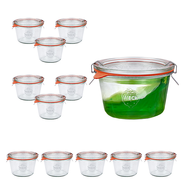 Juego de 12 tarros Weck de 370 ml con 12 tapas de cristal, 1 Juego de 12 tarros Weck de 370 ml con 12 tapas de cristal, 1