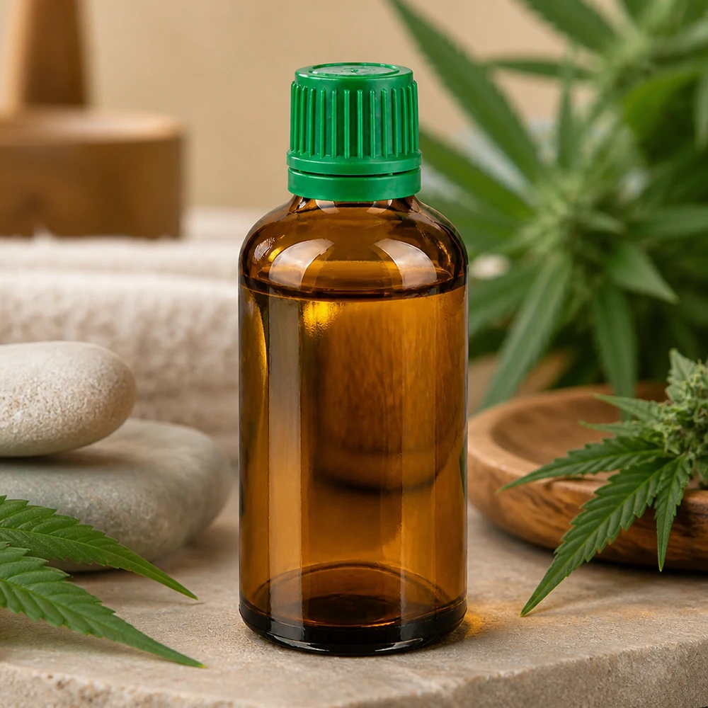 Práctico frasco cuentagotas de 50 ml de vidrio ámbar con tapón verde a prueba de niños