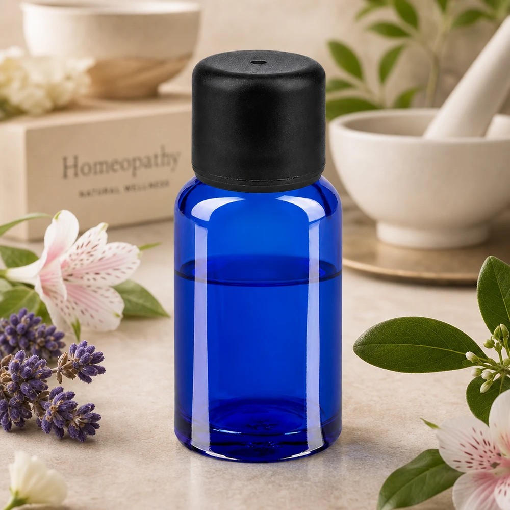 Botella de 10 ml con tapón de rosca de 6 mm negro estándar BlueLine UT18/10