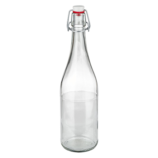 Botella de cristal de 750 ml con tapa abatible PVC UNiTWIST transparente vacía de pie foto del producto