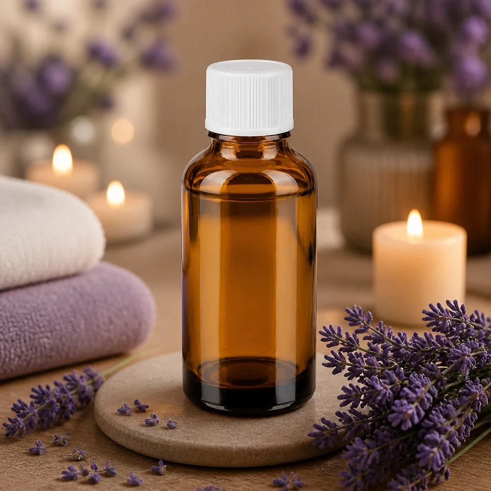 Frasco de 30 ml con tapón de rosca de 11 mm blanco Estándar BrownLine UT18/30 Frasco compacto de 30 ml de vidrio ámbar con protección UV y tapón de rosca blanco de seguridad para medicamentos