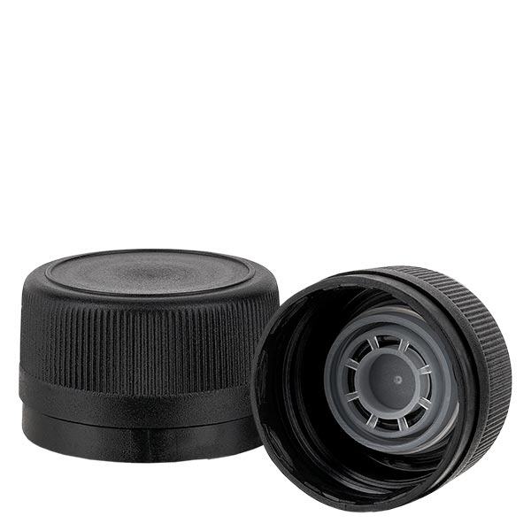 Tapón de rosca polipropileno 31.5mm negro pico vertedor Cierre a prueba de manipulaciones Tapón de rosca polipropileno 31.5mm negro pico vertedor Cierre a prueba de manipulaciones