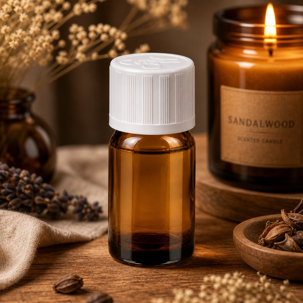 Frasco de vidrio de 5 ml de alta calidad en color ámbar con tapón blanco para aromaterapia profesional