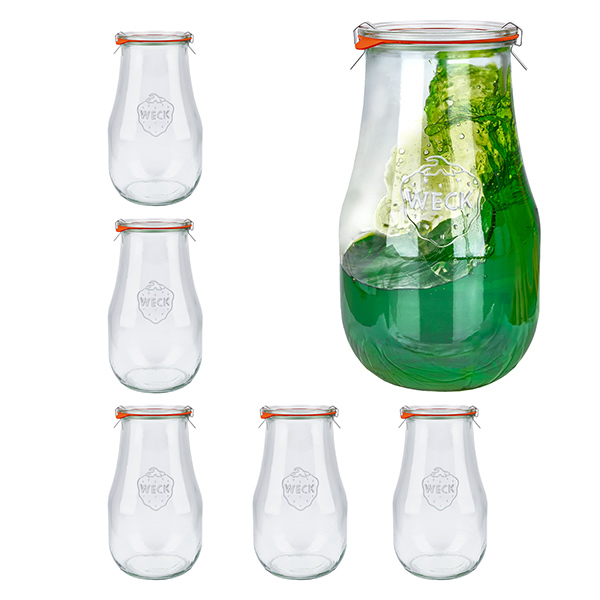 Juego de 6 tarros de cristal Weck 2700ml tulipán, vasos de 2,5L