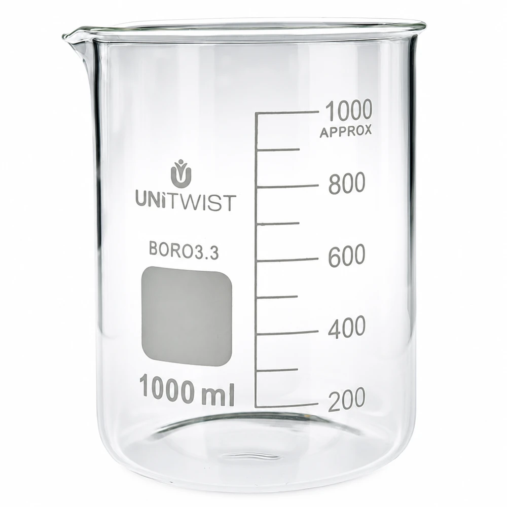 Vaso de precipitados de 1000 ml de borosilicato, de forma baja, con escala hasta 1000 ml, de UNiTWIST