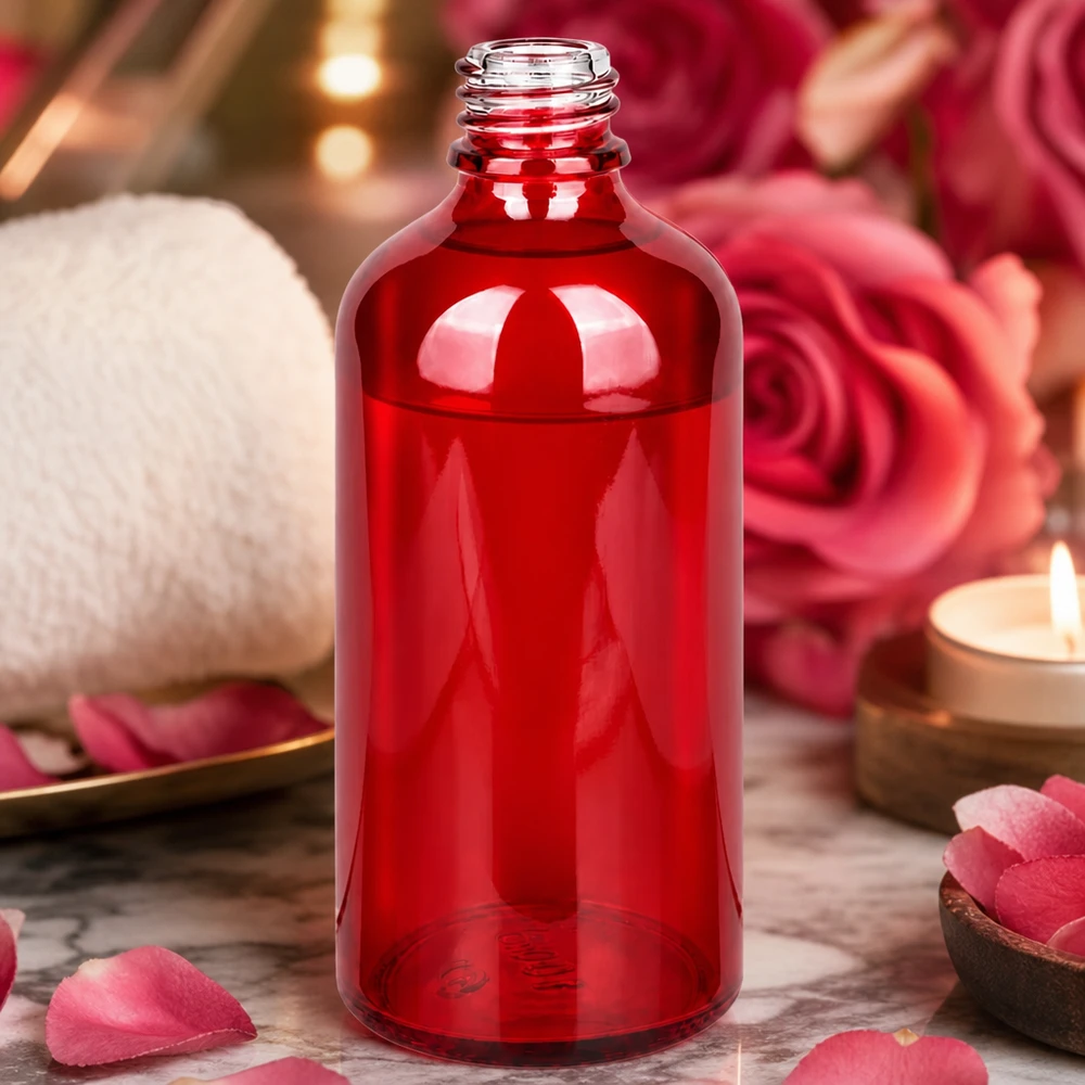 Botella de farmacia de 100ml RedLine UT18/100 UNiTWIST Frasco de farmacia RedLine de 100 ml de vidrio rojo transparente de alta calidad para uso farmacéutico