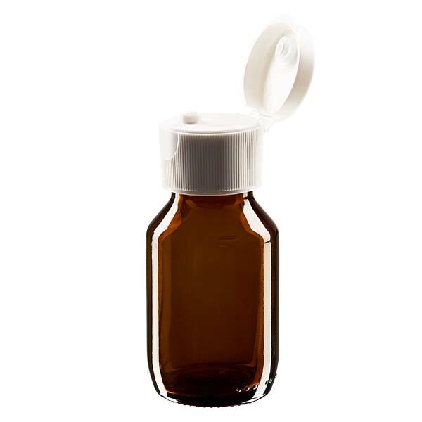 Frasco para medicamentos de 50 ml marrón, con tapa abatible ApoGlas Frasco para medicamentos de 50 ml marrón, con tapa abatible ApoGlas