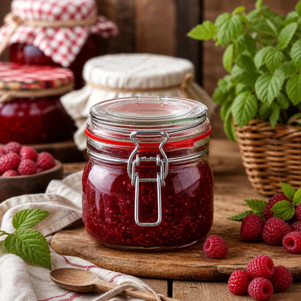 Tarro de conserva de 634 ml con tapa abatible perfecto para mermeladas y confituras caseras