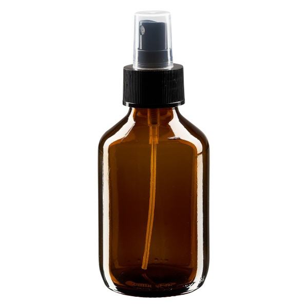Frasco medicinal de 150 ml marrón, con atomizador de bomba negro ApoGlas Frasco medicinal de 150 ml marrón, con atomizador de bomba negro ApoGlas