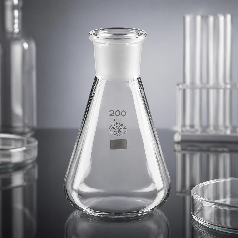 Matraz Erlenmeyer 200ml con junta esmerilada estándar (29/32) Matraz Erlenmeyer 200ml con junta esmerilada estándar (29/32)