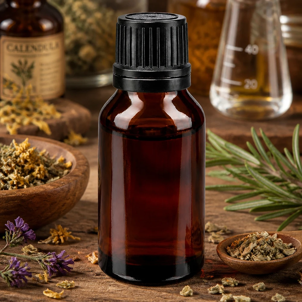 Frasco de farmacia con protección UV, 15 ml, de cristal marrón con tapón de rosca, para romero y hierbas medicinales