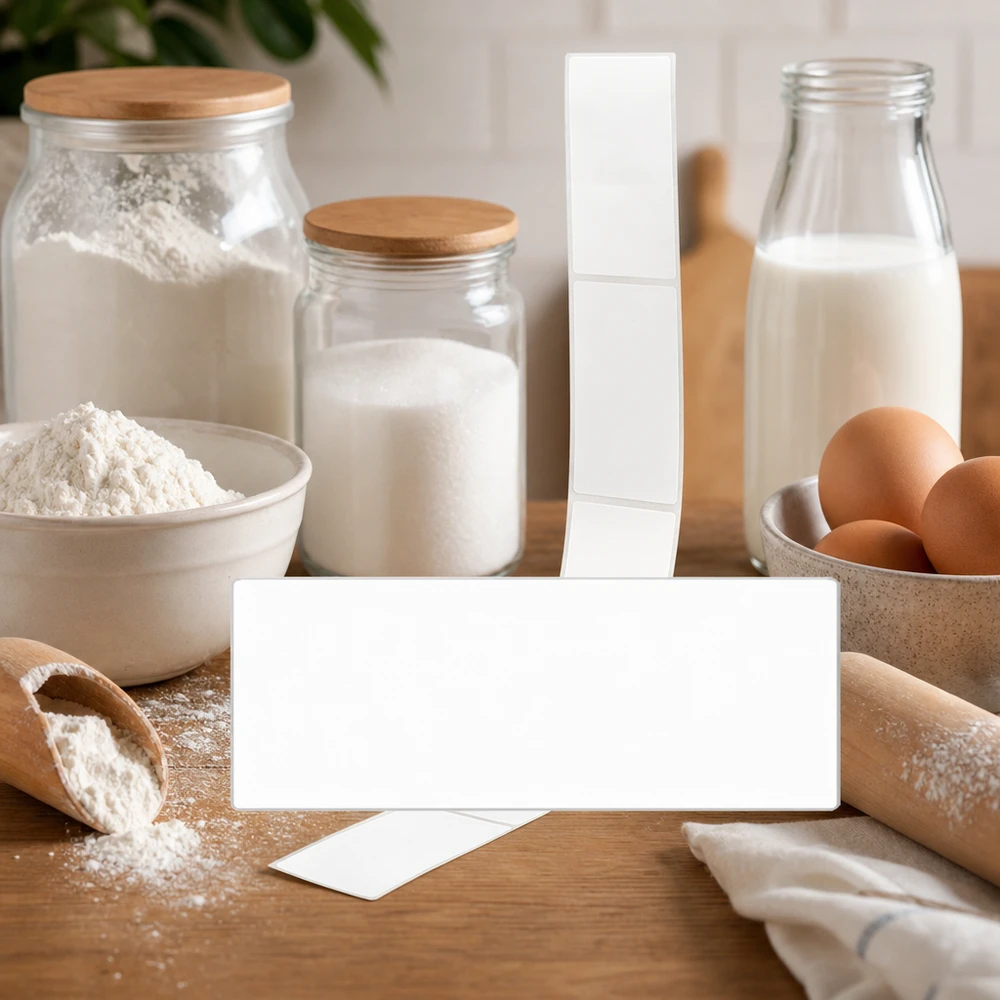 Paquete de 20 etiquetas 54 x 154,5 mm para etiquetar Beschriftungsetiketten 54x154,5mm für Backzutaten und Küchenorganisation in gemütlicher Landhaus-Küche
