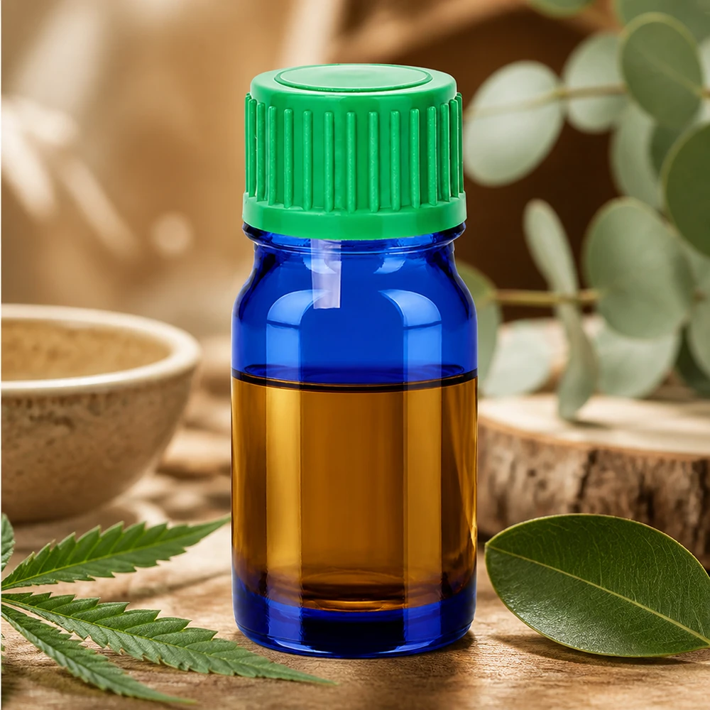 Pequeño frasco cuentagotas BlueLine de 5 ml con tapón de rosca verde para aplicaciones de aromaterapia