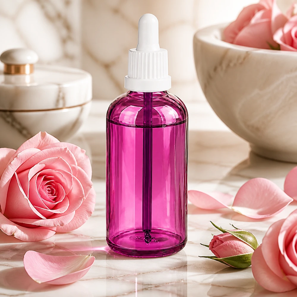 Frasco pipeta de 100 ml de vidrio de alta calidad con un elegante aspecto PurpleLine para cosméticos