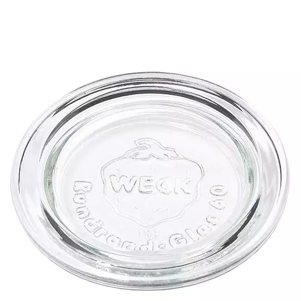Tapa para tarro WECK RR60 Tapa de cristal WECK RR60 redonda transparente con logotipo en relieve para tarros de conserva y mason jars