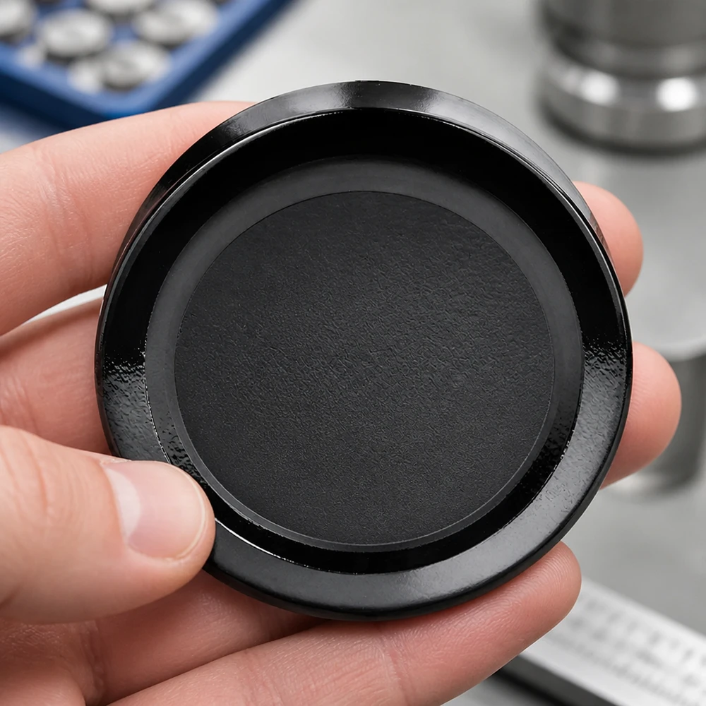 Tapa BasicSeal de 58 mm, negra (TO58deep) UNiTWIST Tapa BasicSeal de 58 mm, negra, TO58deep, UNiTWIST, vista interior con borde alto y junta negra