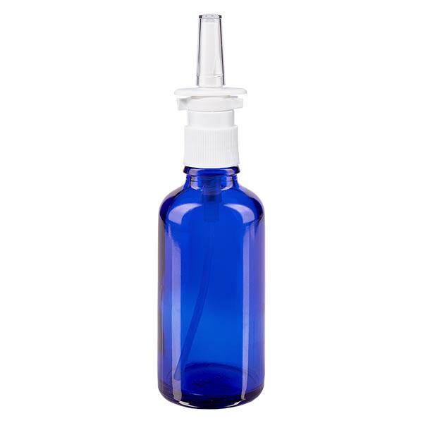 Botella de farmacia azul 50ml spray nasal blanco estándar Botella de farmacia azul 50ml spray nasal blanco estándar