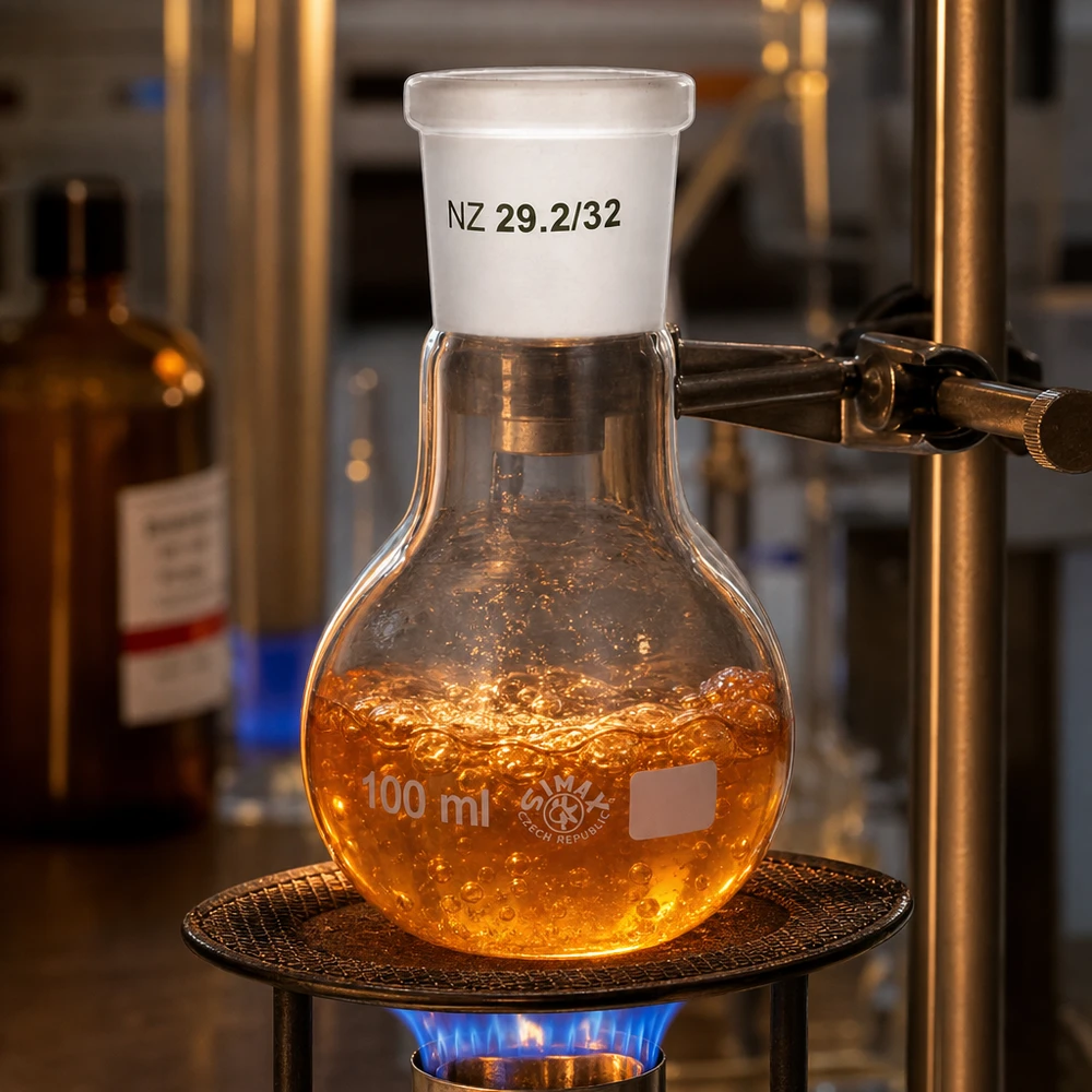 Matraz de pie 100ml con junta esmerilada estándar (29/32) Frasco compacto de 100 ml con vidrio resistente al calor y junta esmerilada estándar 29/32 para procesos de calentamiento
