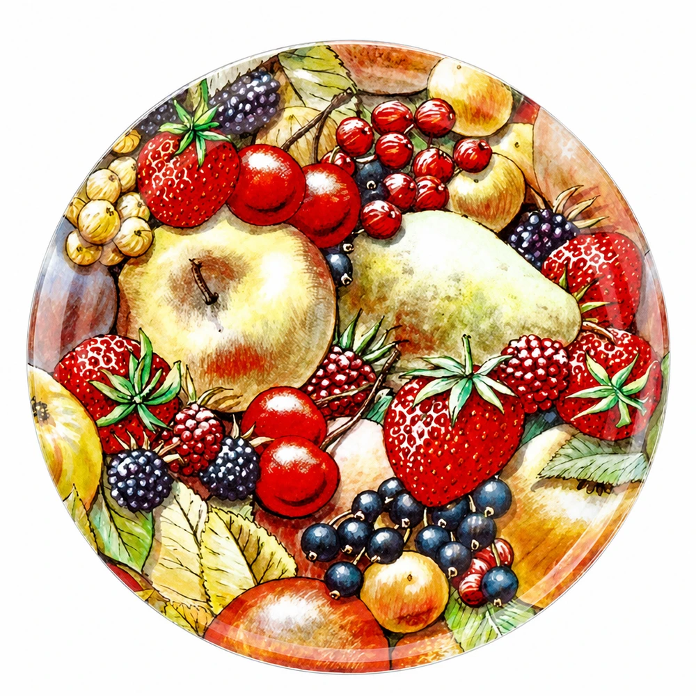 Tapa BasicSeal de 82 mm con diseño de frutas (TO82) UNiTWIST Tapa para tarros de 82 mm, tipo TO82, con motivo de frutas de colores (fresas, cerezas, manzanas), BasicSeal UNiTWIST