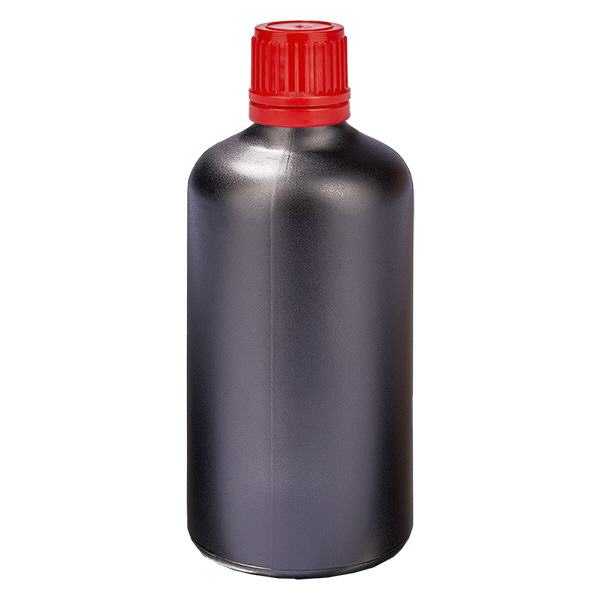 Botella 100ml 11mm tapón rosca rojo con precinto BlackLine UT18/100 Botella 100ml 11mm tapón rosca rojo con precinto BlackLine UT18/100