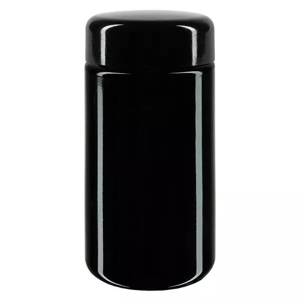 Tarro de cuello ancho+ vidrio violeta 100ml, con tapa negra Tarro de cuello ancho+ vidrio violeta 100ml, con tapa negra