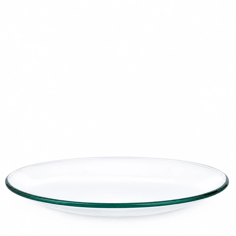 Plato redondo de vidrio transparente de 110 mm de diámetro para aplicaciones de laboratorio