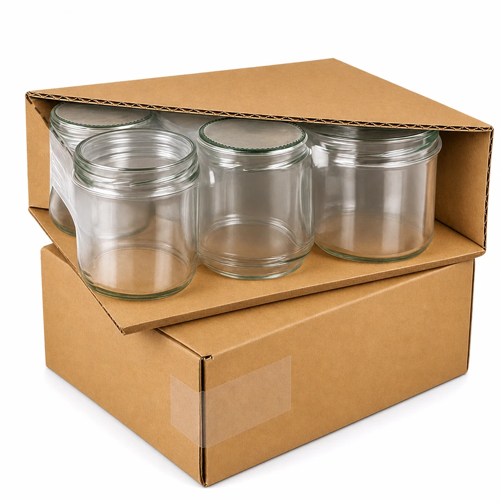 1062ml tarro redondo + tapa BasicSeal flor rosa UNiTWIST Embalaje profesional 1062ml tarros redondos con tapa BasicSeal en caja de cartón entrega segura pedido a granel