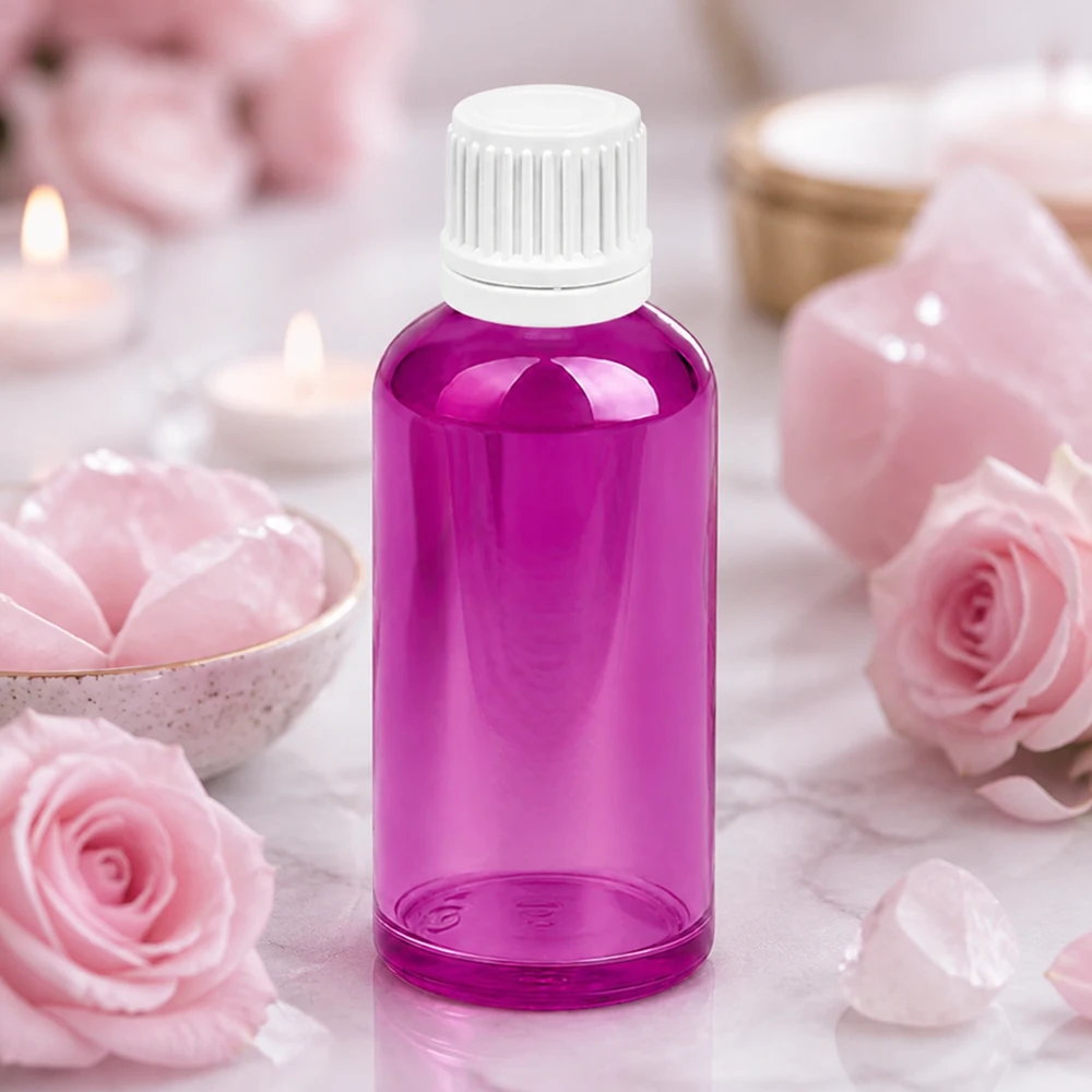 Frasco cuentagotas de 50 ml 0,7 mm blanco Originalidad tapón de rosca PurpleLine UT18/50 Frasco cuentagotas de 50 ml en color violeta con diseño ergonómico para facilitar el manejo y la dosificación