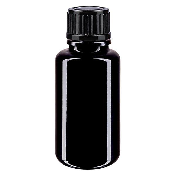 Botella de farmacia violeta 20ml tapon cuentagotas 1mm negro estandar Botella de farmacia violeta 20ml tapon cuentagotas 1mm negro estandar