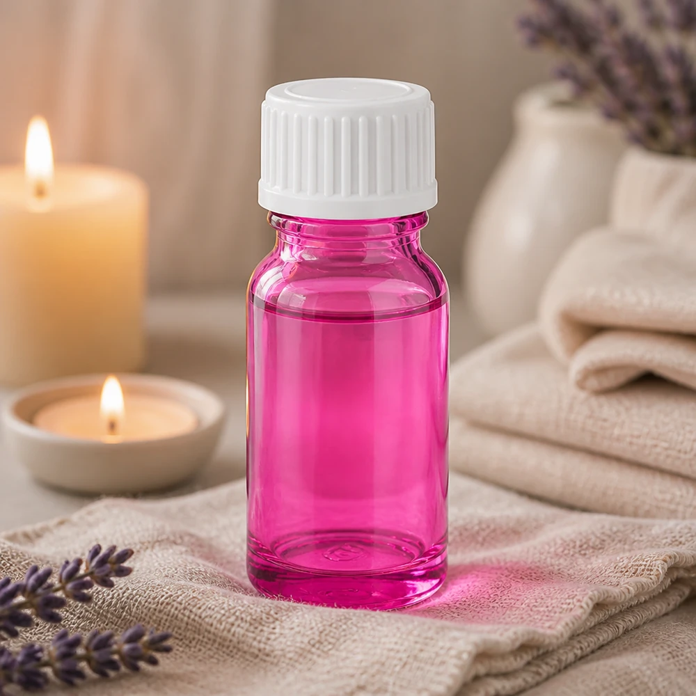 Frasco de 10 ml (glóbulo). Anillo vertedor de 3 mm blanco estándar PurpleLine. UT18/10 Frasco compacto de vidrio violeta de 10 ml con tapón de rosca para dosificar líquidos con precisión