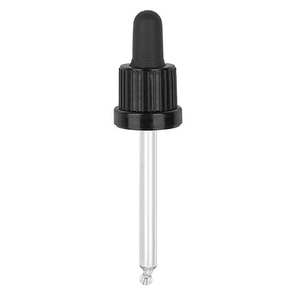 Pipeta cuentagotas de vidrio negro/negro 18mm PL78 OVII Pipeta cuentagotas de vidrio negro/negro 18mm PL78 OVII