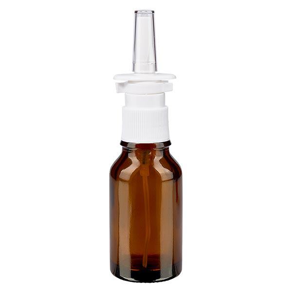 Botella de farmacia marrón 30ml atomizador nasal blanco estándar Botella de farmacia marrón 30ml atomizador nasal blanco estándar