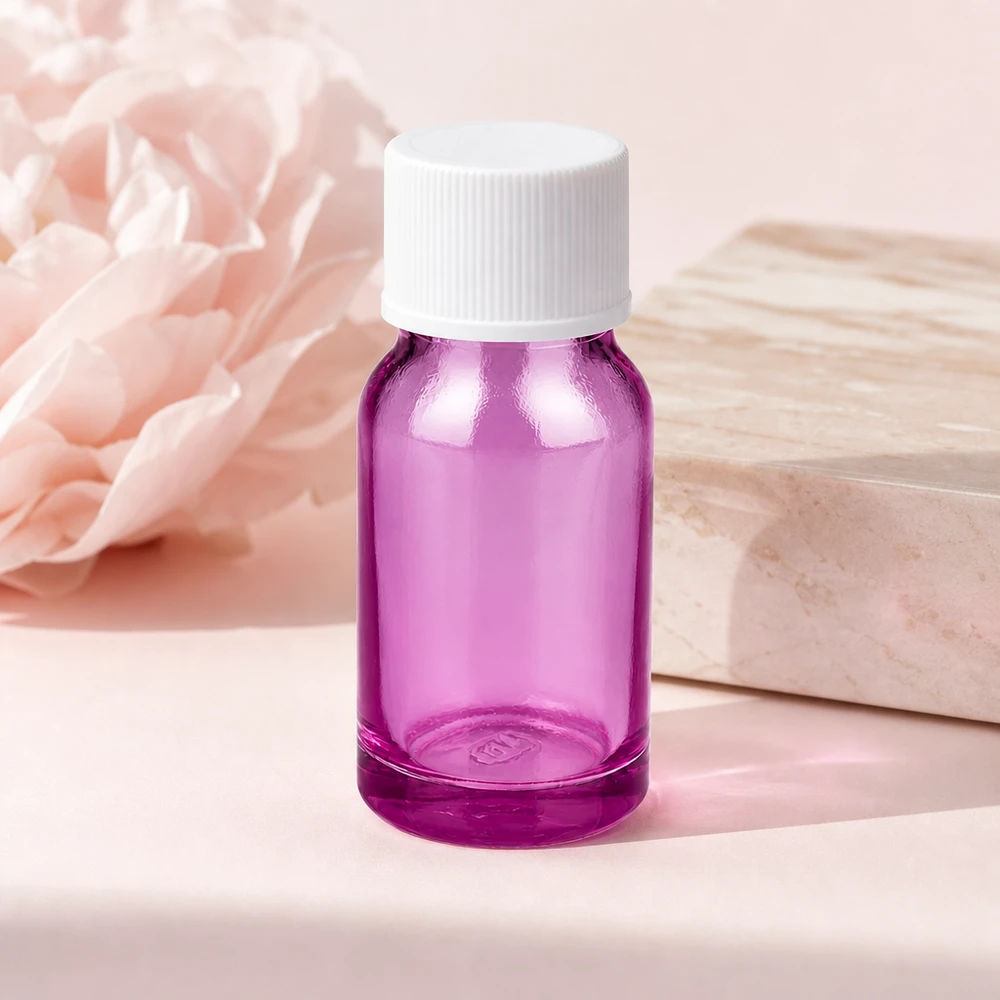 Frasco de 10 ml de vidrio de calidad Purple Line con tapón resistente a la corrosión