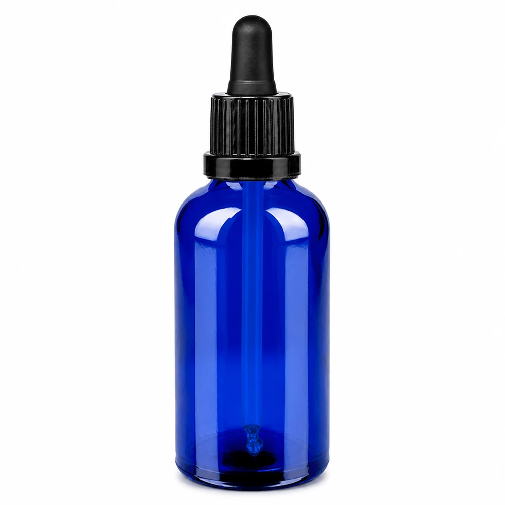 Frasco pipeta 50ml negro OV BlueLine UT18/50 - frasco de vidrio azul con tapón pipeta negro