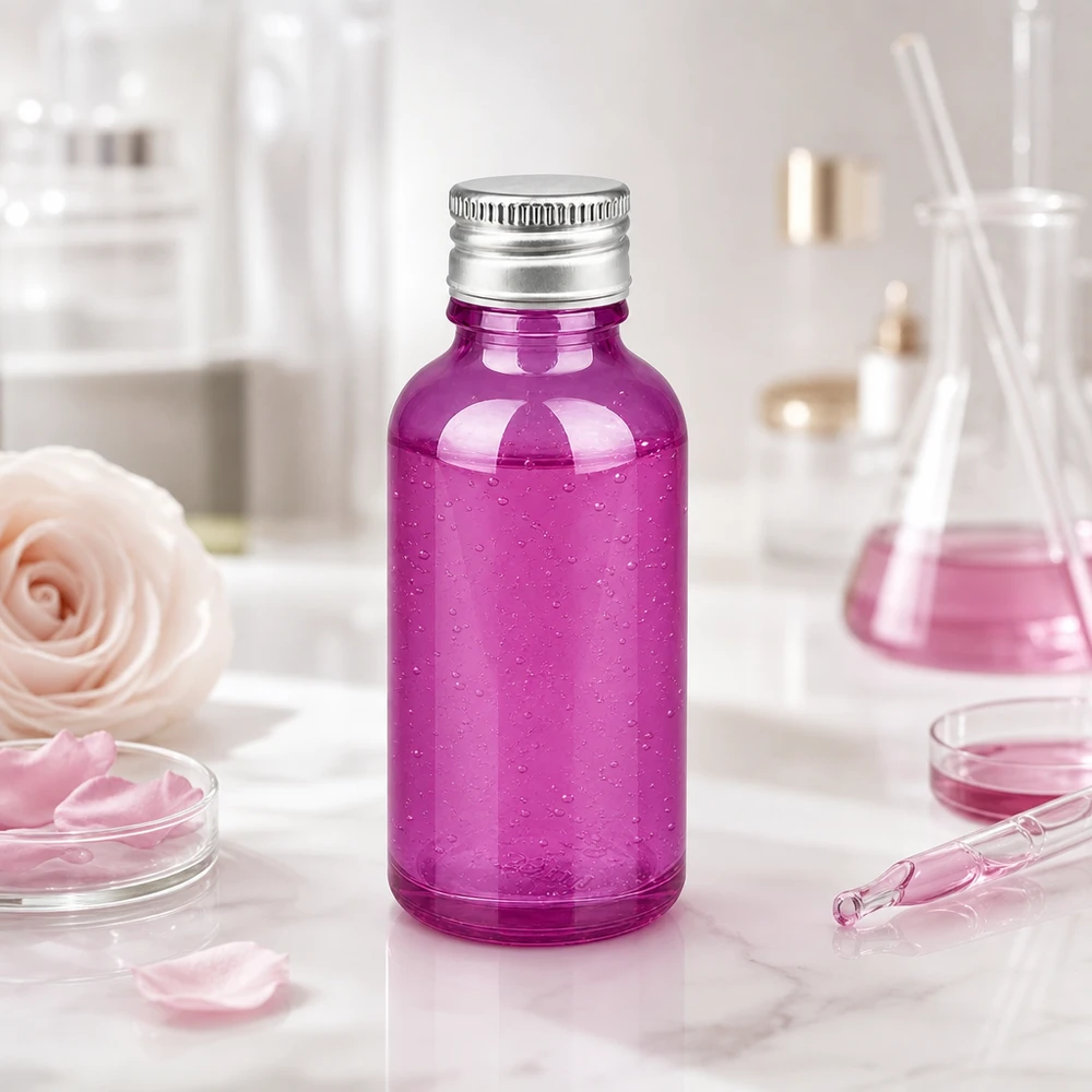 Frasco 30ml tapón rosca 11mm aluminio-plata estándar PurpleLine.UT18/30 Frasco de vidrio morado de 30 ml con tapón de aluminio para aplicaciones de laboratorio y producción de cosméticos