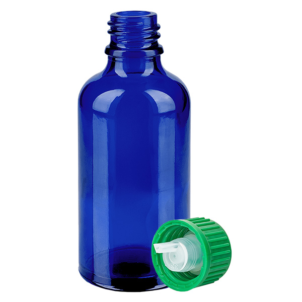 Frasco cuentagotas de 50 ml 0,8 mm verde Cierre estándar BlueLine UT18/50