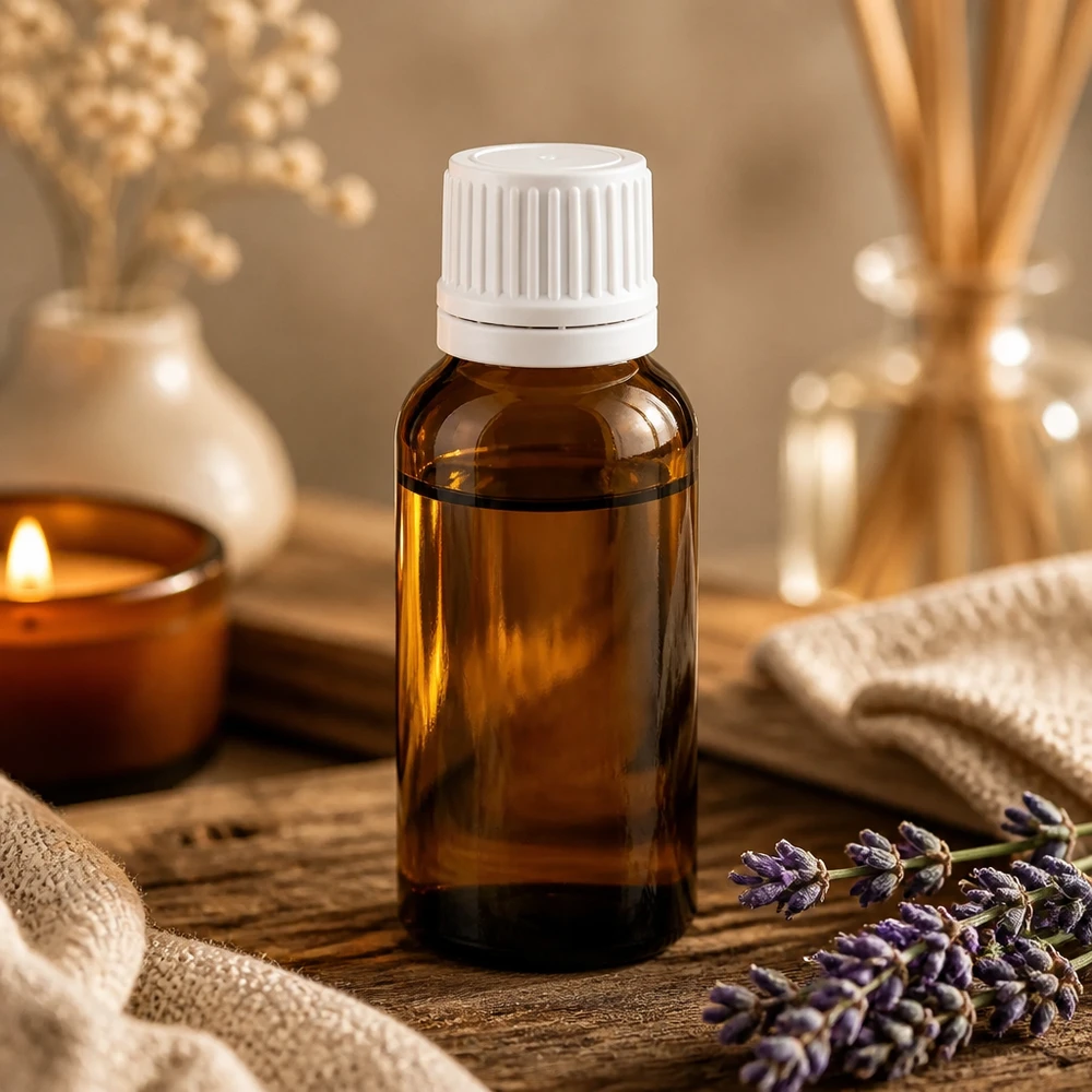 Frasco cuentagotas de vidrio ámbar de 30 ml con protección UV y tapón de rosca blanco para cosmética natural y tinturas