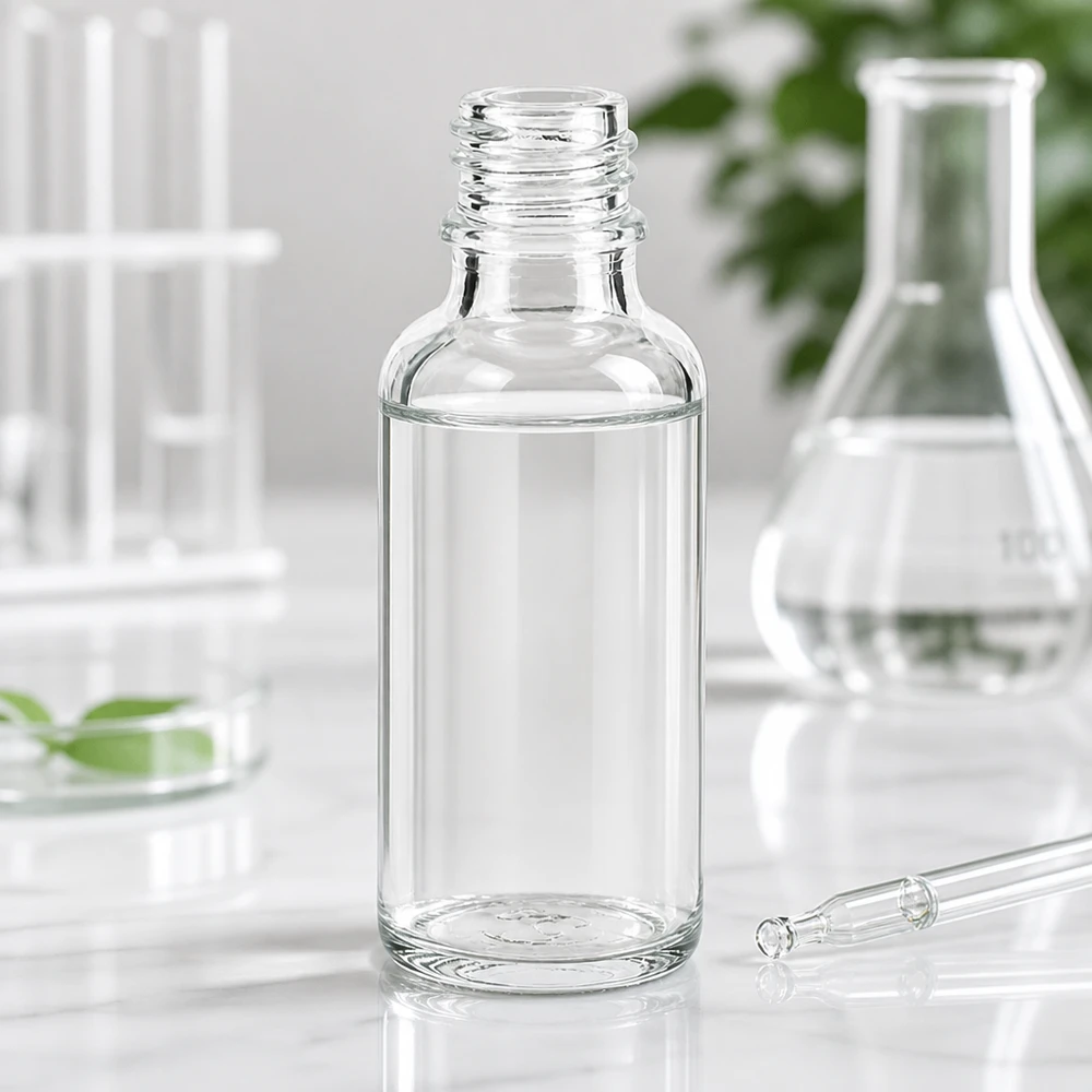 Frasco de vidrio transparente 30ml DIN 18 Frasco redondo de farmacia ApoGlas de 30 ml con forma clásica para aplicaciones profesionales